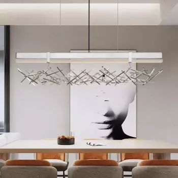 Скандинавская светодиодная люстра, современная простая акриловая люстра, интерьерное украшение для ресторана Zhongdao, люстра из нержавеющей стали