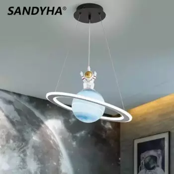 Скандинавская зеркальная люстра SANDYHA, подвесные светильники в виде земли, домашнее украшение для спальни, кабинета, столовой, лестницы, потолочное освещение