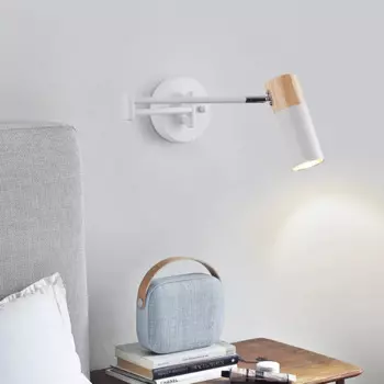 Скандинавские Настенные светильники для чтения, Складные Выдвижные длинные светильники из твердой древесины, Минималистичная современная спальня, прикроватная тумбочка