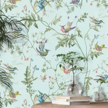 Шелковые обои Beibehang с птицами для гостиной