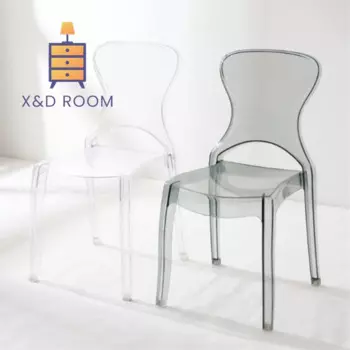 Скандинавский акриловый прозрачный обеденный стул X & D, популярный в Интернете креативный пластиковый стул со спинкой, штабелируемое кресло для кофейни