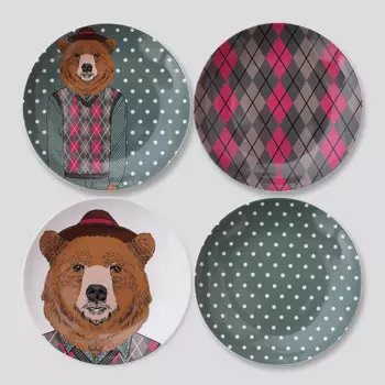 Скандинавский простой мультяшный мистер медведь настенное украшение керамическая тарелка украшение подвесная тарелка настенное украшение фоновая стена