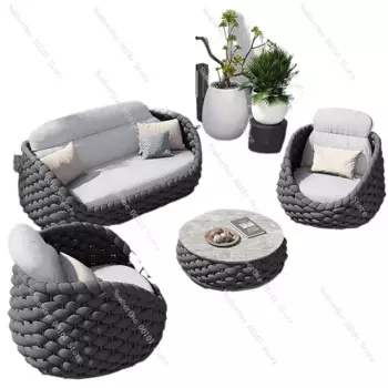 Скандинавский уличный диван из ротанга, сочетание террасы, двора, балкона, искусственный канат, диван, мебель для отдыха, виллы