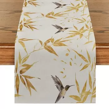 Скатерть-дорожка Plants Bamboo Leaves Hummingbird