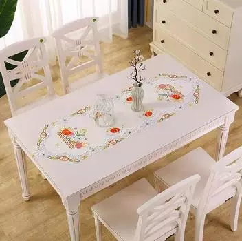 Скатерть-дорожка yoohxin CN Guangdong, белая, с вышивкой пасхальных яиц