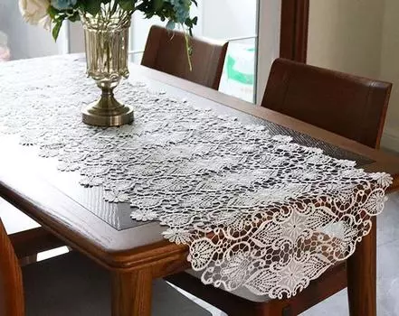 Скатерть-дорожка yoohxin CN Guangdong, хлопковая, цветочная вышивка