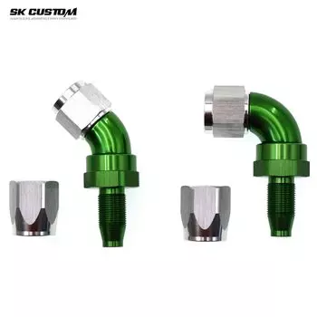 SKCUSTOM стальная проволока, фитинг масляной трубы, провод в оплетке, переходник для масляной трубы двигателя, радиатор масла, фитинг AN8 AN10 45 ° 90 °, соединительные концы шланга