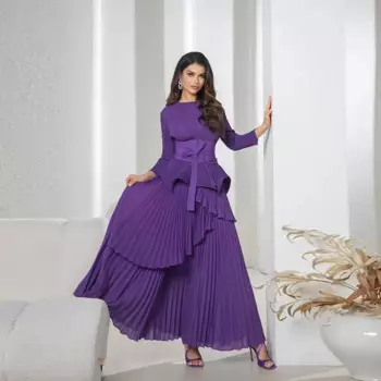 Складки, яркий элегантный женский костюм, новинка 2024, темпераментная модная длинная юбка, популярный женский костюм большого размера