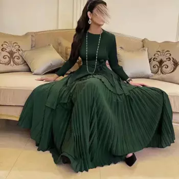 Складки, яркий элегантный женский костюм, новинка 2024, темпераментная модная длинная юбка, популярный женский костюм большого размера