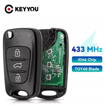 Складная флип-кнопка KEYYOU для Hyundai I20 I30 IX35 Avante 433 МГц ASK ID46 Chip ASK 3 кнопки