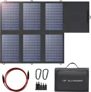 Складное зарядное устройство для солнечной панели ALLPOWERS 60 Вт, водонепроницаемая портативная панель с диагональю 18 В постоянного тока, яркостью 60 Вт и искусственными выходами
