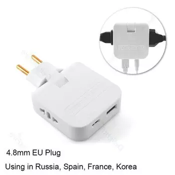 Складной адаптер европейского стандарта с USB-портом, Испания, Франция, Корея, дорожные адаптеры, электрическая розетка, портативная зарядка, розетки переменного тока