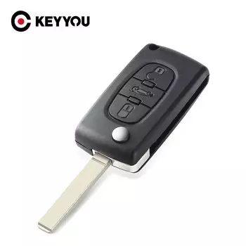 Складной чехол-брелок KEYYOU для автомобильного ключа с тремя кнопками для Peugeot 407 307 607 CE0523