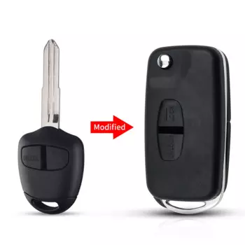 Складной ключ KEYYOU, модифицированный чехол для дистанционного ключа от машины для Mitsubishi Pajero Sport Outlander Grandis LANCER-EX ASX, правое лезвие, 2 кнопки