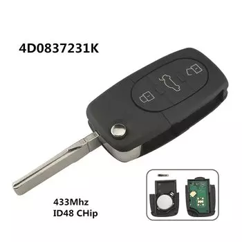 Складной ключ YIQIXIN для автомобиля, ключ с 3 кнопками для Audi 4D0837231A 4D0837231K 4D0837231N ID48, чип для A3 A4 A6 A8 TT, старые модели