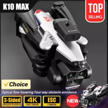 Складной Квадрокоптер K10 Max 4K с тремя камерами высокой четкости и оптическим потоком для профессиональной аэрофотосъемки