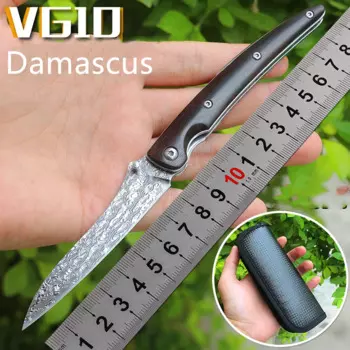 Складной нож Free Wolf FW32 EDC, дамасский Карманный Флиппер с деревянной ручкой и подшипником, для охоты и походов