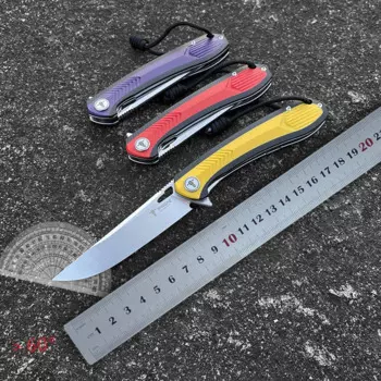 Складной нож SHOOZIZ D2 со стальным лезвием и флиппером, Ручка G10, карманный нож с шарикоподшипниками, походный инструмент для повседневного использования, ножи XUN110