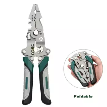 Многофункциональные складные Клещи для зачистки проводов, плоскогубцы для зачистки, резки, обмотки, резки, завинчивания проводов