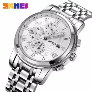 SKMEI Роскошные часы из нержавеющей стали для мужчин и женщин, повседневные спортивные часы, кварцевые наручные часы, мужские и женские водонепроницаемые часы Reloj Hombre