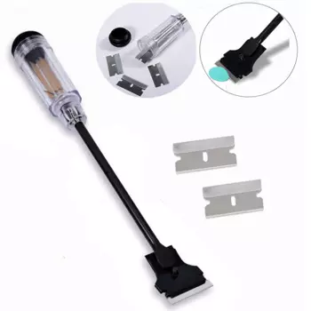 Скребок для чистки автомобильной пленки EHDIS с длинной ручкой, скребок для бритвы + 2 шт., лезвие 1,5 дюйма, виниловая пленка из углеродного волокна для удаления клея