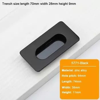 Скрытые дверные ручки JUIDINTO из цинкового сплава, черные