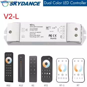 Skydance V2-L Светодиодный диммер CCT 12 В 24 В 36 В RF Беспроводной 2,4G Пульт дистанционного управления 2CH WW CW Светодиодный контроллер для одноцветной светодиодной ленты CCT