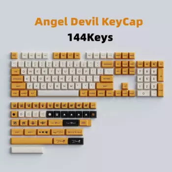 [Skyline] 144 клавиш Ангел Дьявол мигает до сердца дизайн желтые черные белые колпачки клавиш для механической клавиатуры XDA PBT колпачок