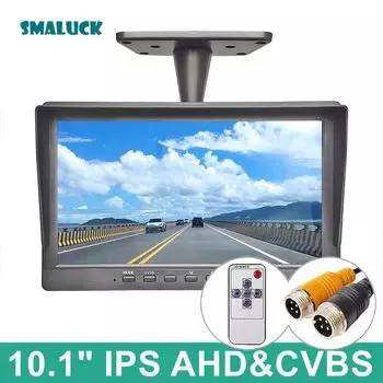 SMALUCK 10,1 дюймов AHD CVBS IPS LCD HD монитор автомобильный монитор заднего вида Поддержка 1080P AHD CVBS Автомобильная камера 4-контактный видеовход