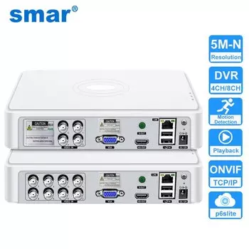 Smar CCTV DVR Гибридный 4/8-канальный TVI CVi CVBS Видеорегистратор 5-в-1 5-мегапиксельная IP-камера Поддержка P2P Коаксиальн...