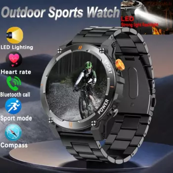 Смарт-часы для занятий спортом на открытом воздухе, мужские светодиодные часы, компас, фитнес-трекер, водонепроницаемые часы, Bluetooth-вызов, умные часы для Android IOS