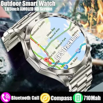 Смарт-часы мужские с 1,3-дюймовым дисплеем, 1,85 мАч, Bluetooth, компасом и GPS