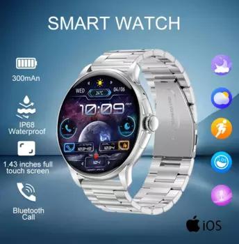 Смарт-часы с пульсометром и Bluetooth, 1,43 дюйма