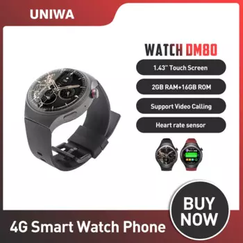 Смарт-часы UNIWA DM80 1,43 "AMOLED Touch Android 8,1 Смарт-часы 4G LTE сеть Android 8,1 датчик сердечного ритма спортивные часы