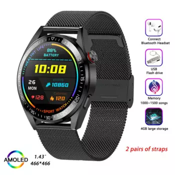 Смарт-часы Z30 Pro для мужчин и женщин, водонепроницаемые наручные часы 1,43 дюйма, Смарт-часы AMOLED, мужской фитнес-браслет, наручные часы с местной музыкой