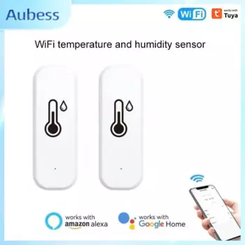 Смарт-датчик влажности и температуры Tuya Wi-Fi/zigbee, комнатный гигрометр, термометр, детектор с голосовой сигнализацией для Alexa Google Home