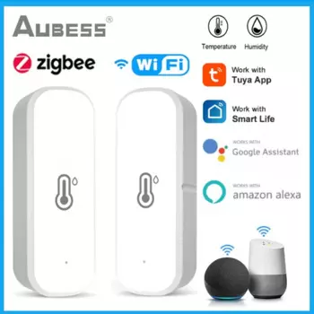 Смарт-датчик влажности и температуры Tuya Zigbee, гигрометр с Wi-Fi, работает с приложением Alexa Google Home