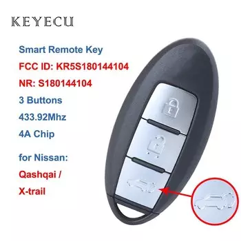 Смарт-флешка Keyecu S180144104 с 3 кнопками, чип 433,92 МГц ID4A для Nissan Qashqai X-trail 2014 2015 2016 KR5S180144104