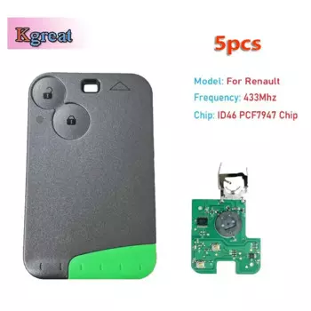 Смарт-ключ автомобильный PCF7947 ID46, 2 кнопки, 433 МГц, 5 шт.