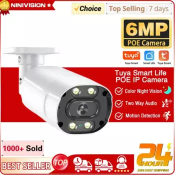 Smart life 6MP CCTV POE IP-камера безопасности Открытая цветная камера ночного видения 5MP Пулевая камера наблюдения Tuya 2-сторонняя аудио IP-камера