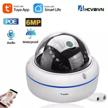 Smart Life 6MP POE IP купольная камера Металлическая уличная домашняя аудиозапись 5MP Водонепроницаемая камера видеонаблюдения Tuya IP Cam