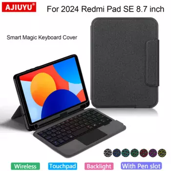 Smart Magic Keyboard, арабская, французская, русская, для Xiaomi Redmi Pad SE, 8,7 дюйма, 2024, чехол, беспроводная клавиатура с подсветкой и трекпадом