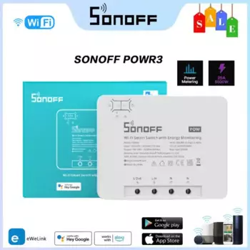 Смарт-переключатель SONOFF POWR3 с поддержкой Wi-Fi, 25 А, 5500 Вт