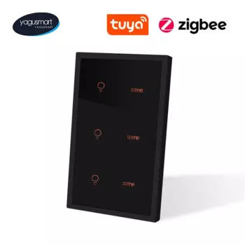 Смарт-переключатель Yagusmart Zigbee, умный выключатель с 4 клавишами, с приложением для умного дома, с дистанционным управлением, Google Home, черный