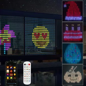 Смарт-занавески с 400 светодиодами, светодиодная RGB-гирлянда с приложением и поддержкой Bluetooth, сказочные огни «сделай сам», дисплей для смены музыки для украшения окна, спальни
