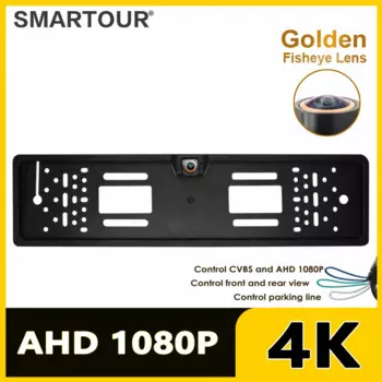 SMARTOUR 4K CVBS 180 градусов 1920x1080P AHD EU Европейский автомобильный номерной знак заднего вида рамка камера рыбий глаз ночное видение