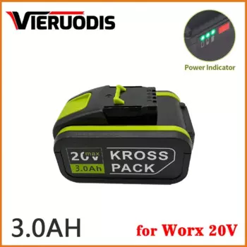 Сменная литий-ионная аккумуляторная батарея 20 в 3,0 Ач для Worx WA3551, WA3553, WX390, WX176, WX550, WX386, WX373, WX290, WX800, WU268