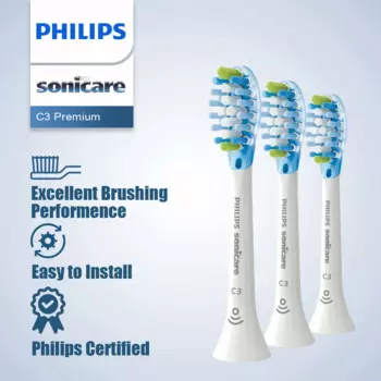 Сменная насадка Philips Sonicare C3 Premium, HX9043, белая (3 шт.), для зубной щетки Sonicare