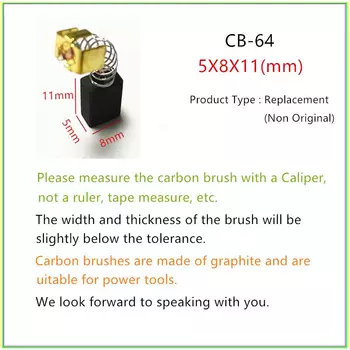 Сменные угольные щетки Makita 8 шт., электроинструменты CB85 5x8x11 мм 191627-8 CB56 CB64 для электродвигателей угля HP1631, дрель MK5
