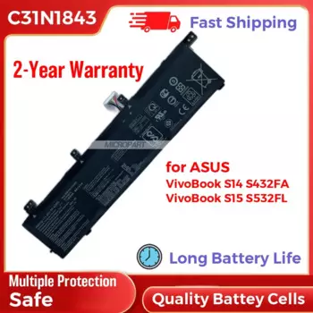 Сменный аккумулятор C31N1843 для ноутбука Asus VivoBook S14 S432FA VivoBook S15 S532FL, длительный срок службы батареи 11,5 в, 42 Вт/ч